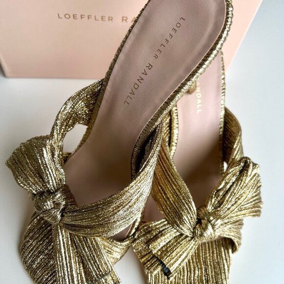 LOEFFLER RANDALL Claudia Pleated Skinny Heel Mule in Oro (gold)  size 11. - Picture 5 of 11